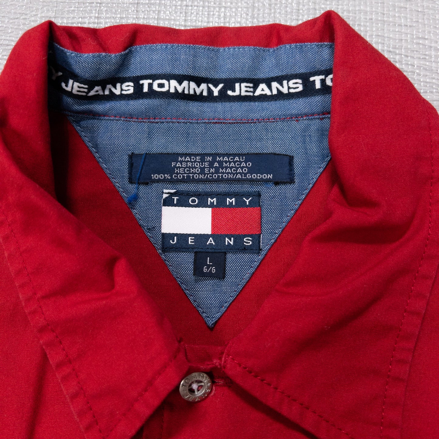 TOMMY HILFIGER トミーヒルフィガー 長袖シャツ レッド メンズL