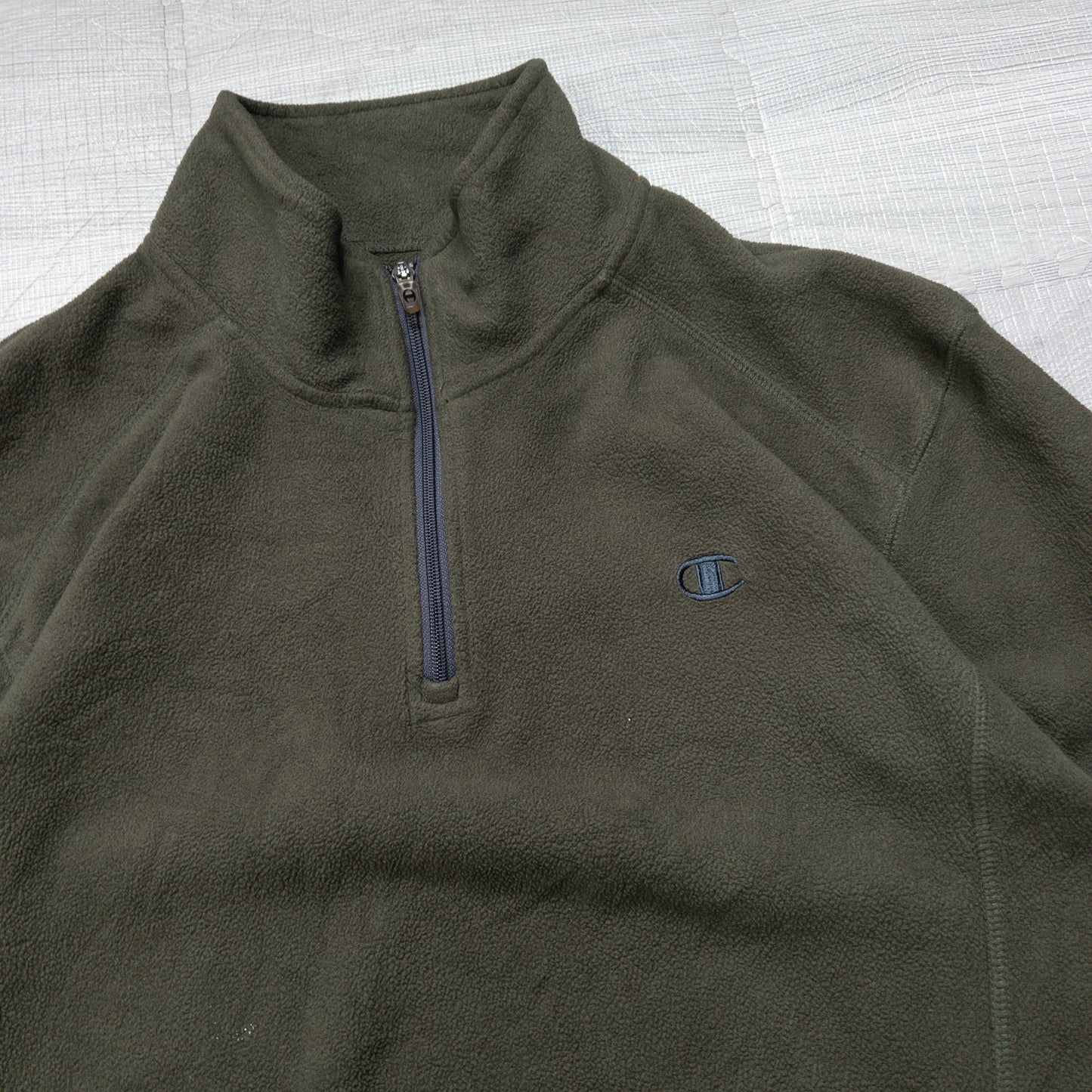 Champion チャンピオン ハーフジップフリース カーキ メンズXL