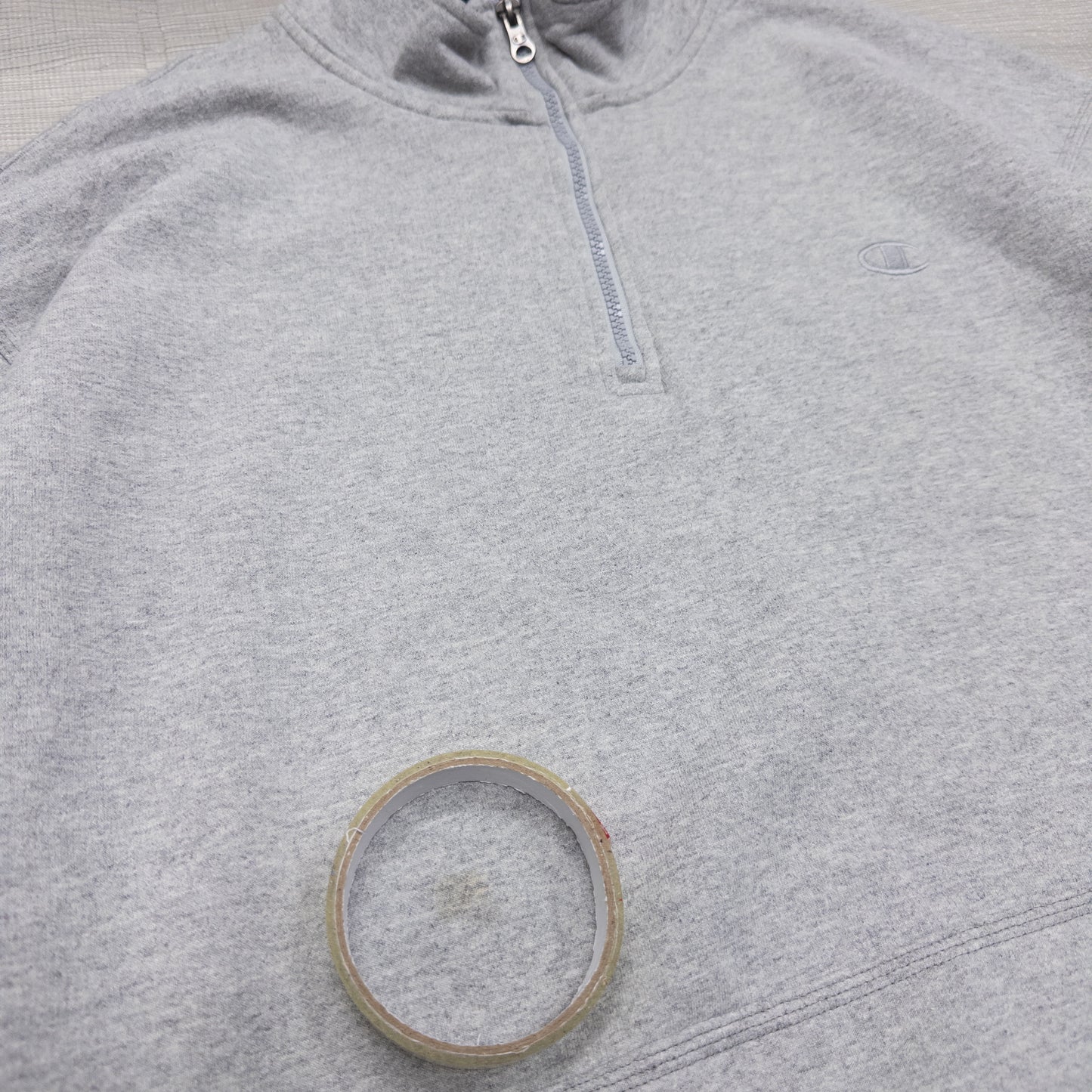 Champion チャンピオン ハーフジップスウェット グレー メンズXL