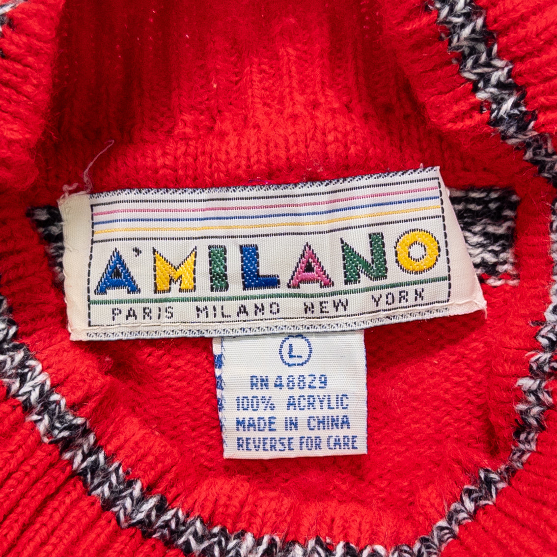 AMILANO ニット レッド グレー メンズL