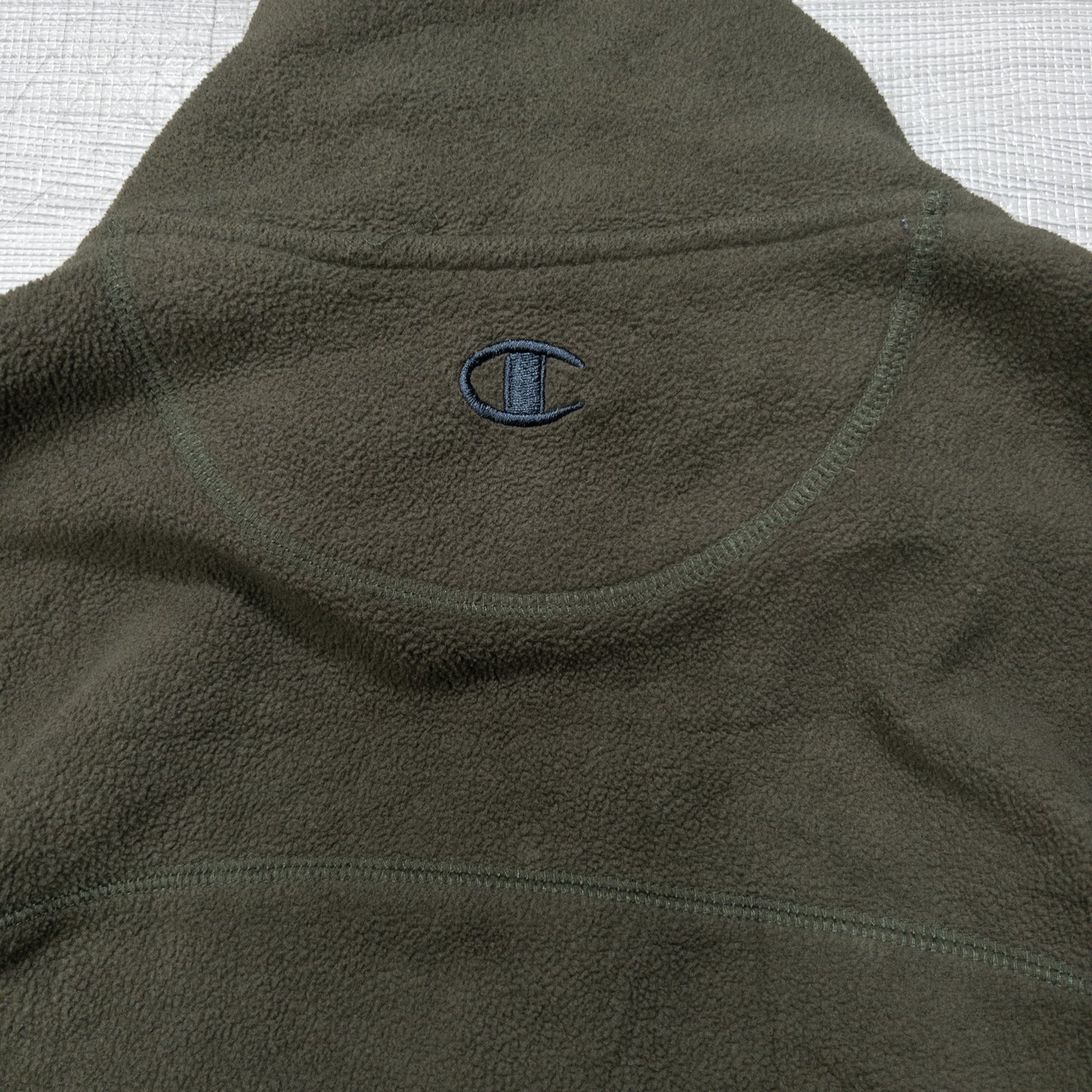 Champion チャンピオン ハーフジップフリース カーキ メンズXL