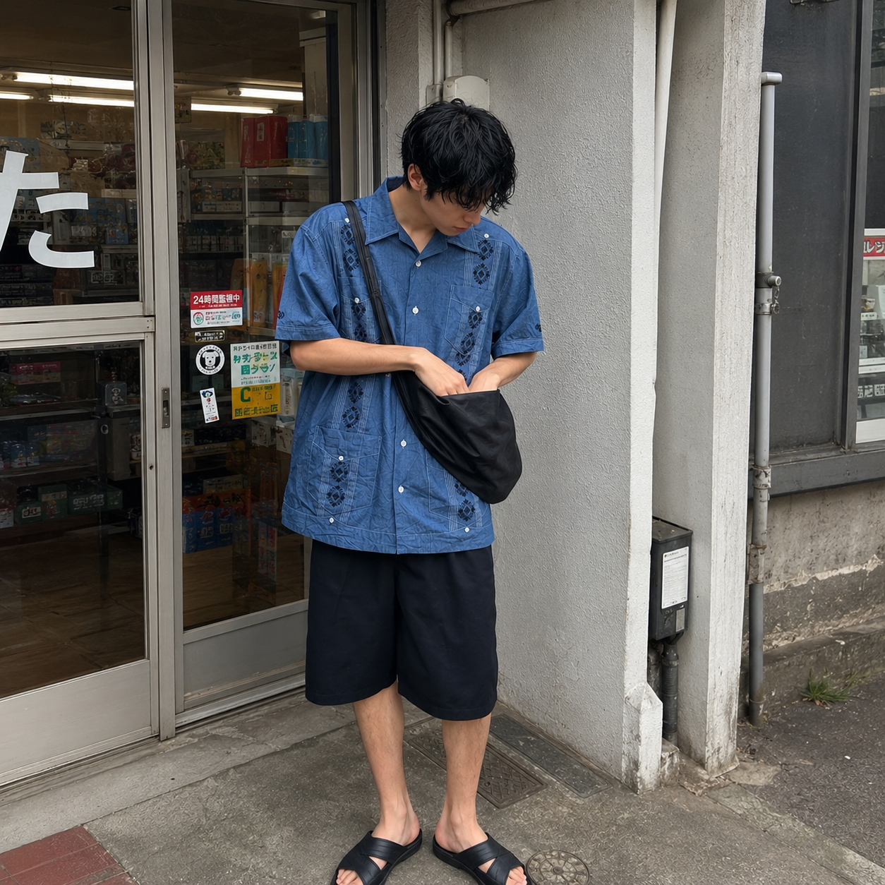 "Deep Black" Cuba Short Shirt