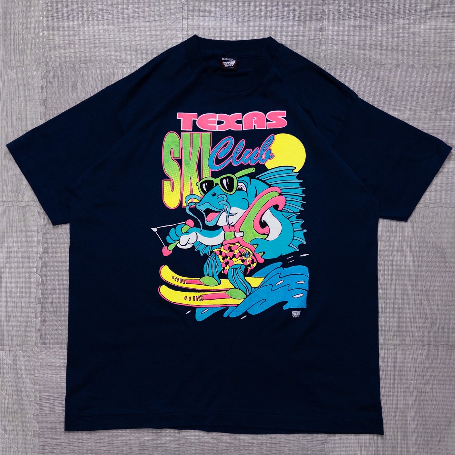 90s TEXAS SKI 魚イラスト Tシャツ ブラック USA製