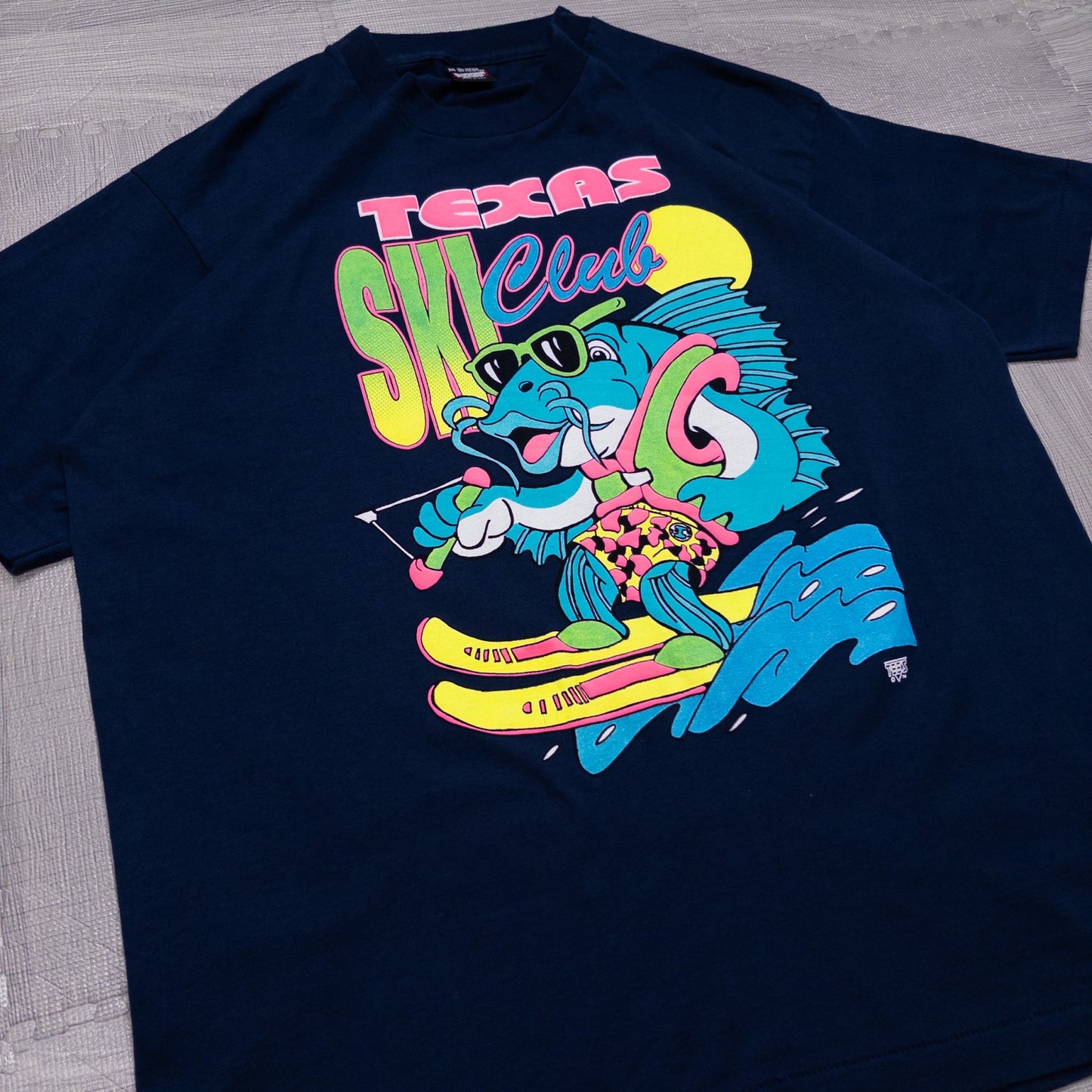 90s TEXAS SKI 魚イラスト Tシャツ ブラック USA製