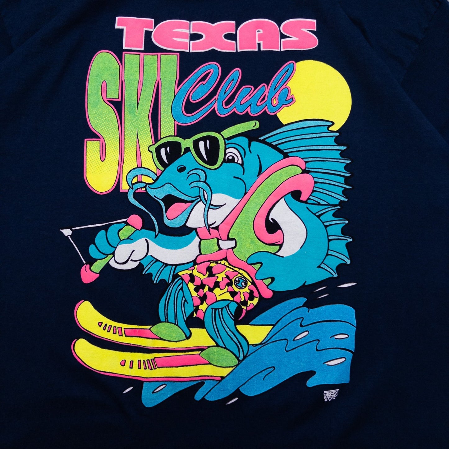 90s TEXAS SKI 魚イラスト Tシャツ ブラック USA製