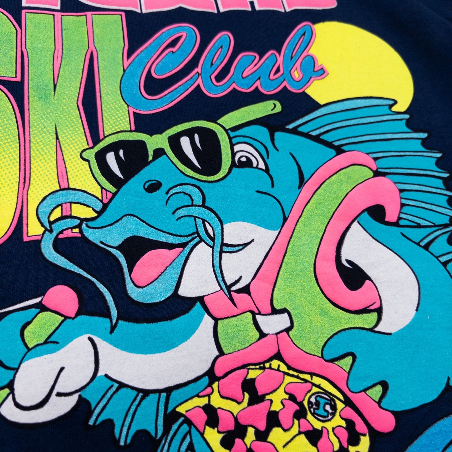 90s TEXAS SKI 魚イラスト Tシャツ ブラック USA製