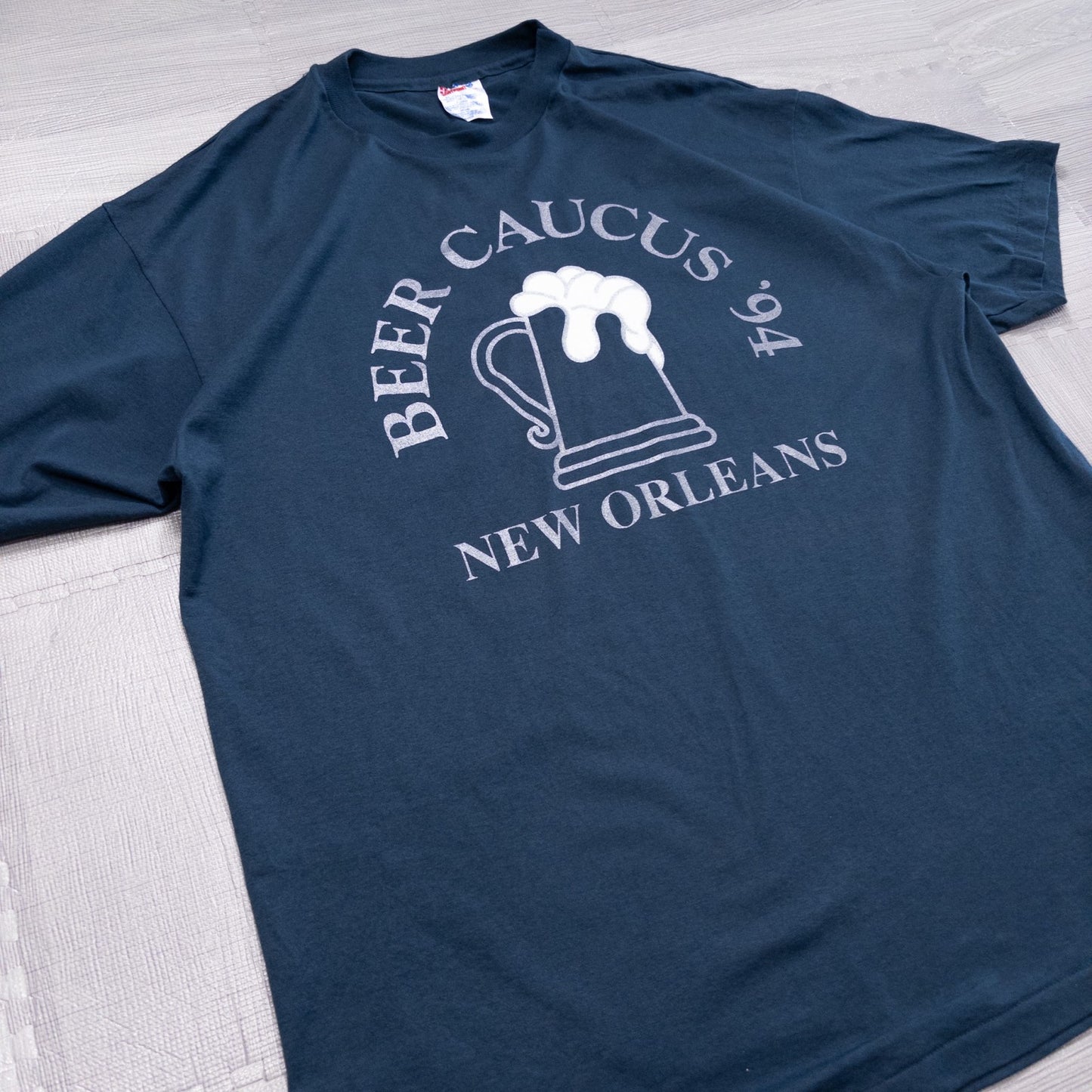 90s BEER CAUCUS アルコール プリント Tシャツ ネイビー XL USA製 シングルステッチ
