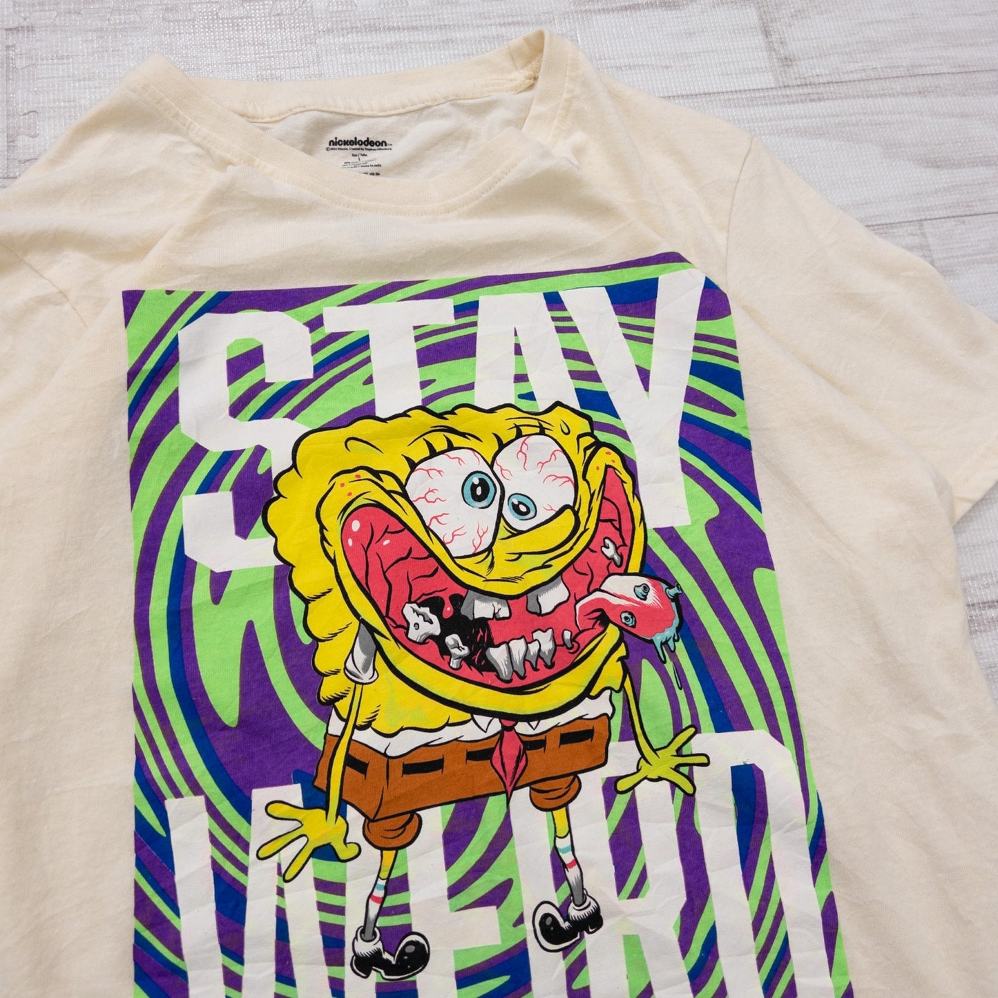 00s nickelondeon スポンジボブ Tシャツ ベージュ L