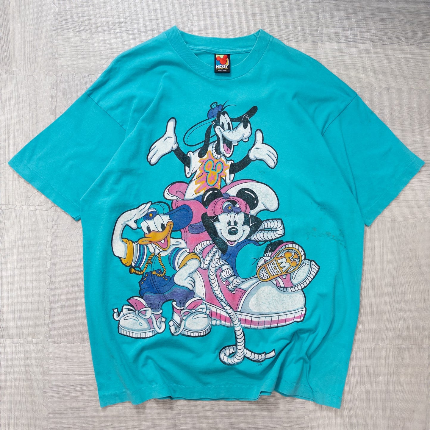 90s Disney キャラクタープリントTシャツ グリーン