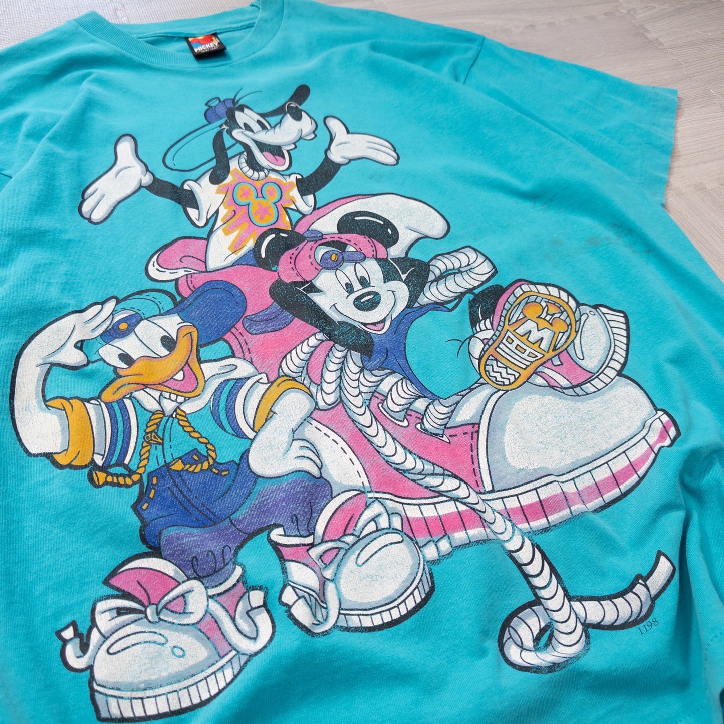 90s Disney キャラクタープリントTシャツ グリーン