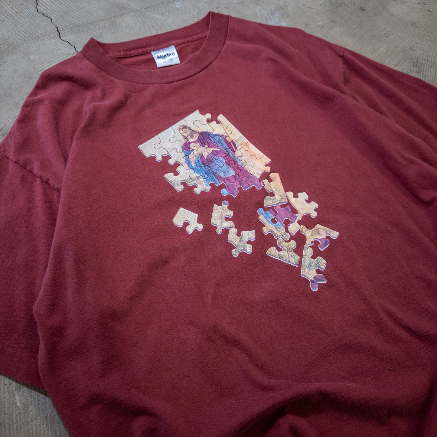 90年代 Murina キリスト パズルプリント ジーザスTシャツ USA製 XL