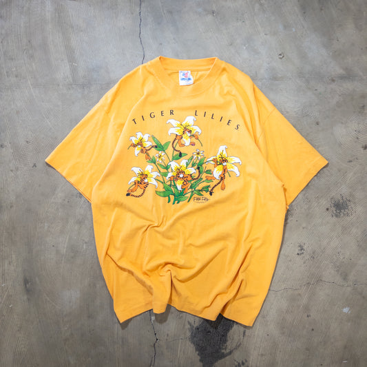 90年代 アートTシャツ Petal Pets Tiger Lilies アニマル 花柄 ONE SIZE