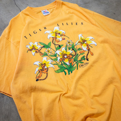 90年代 アートTシャツ Petal Pets Tiger Lilies アニマル 花柄 ONE SIZE