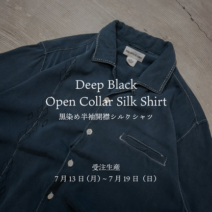 "Deep Black" Open Collar Silk Shirt
