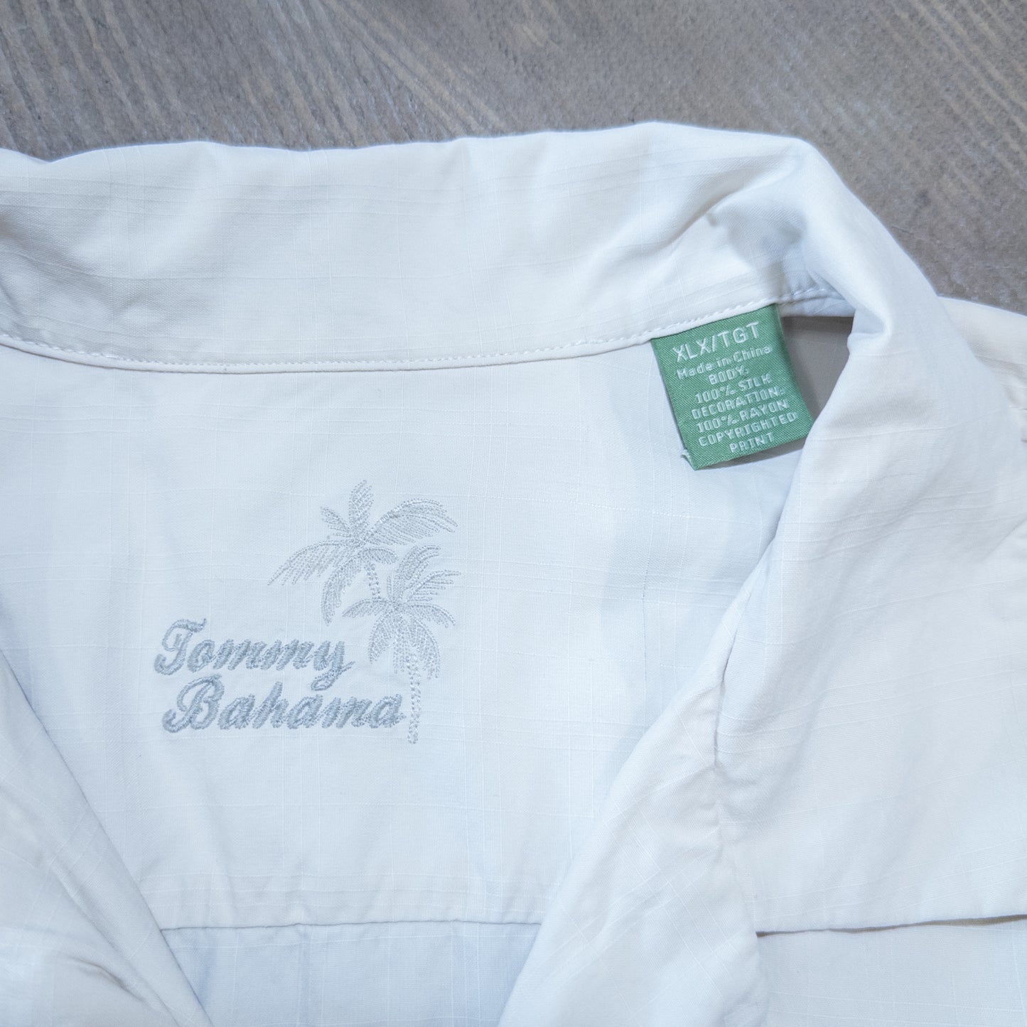 Tommy Bahama シルク 開襟 半袖シャツ 背面デザイン 刺繍 XL