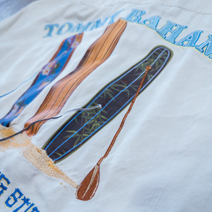 Tommy Bahama シルク 開襟 半袖シャツ 背面デザイン 刺繍 XL