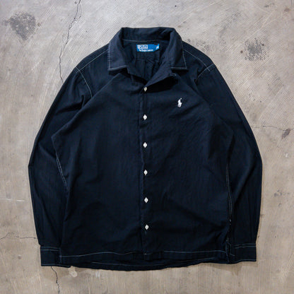 90's Polo by Ralph Lauren 開襟長袖シャツ 黒染め M