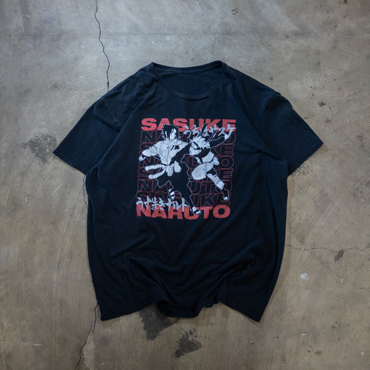 NARUTO ナルト サスケ アニメTシャツ ブラック