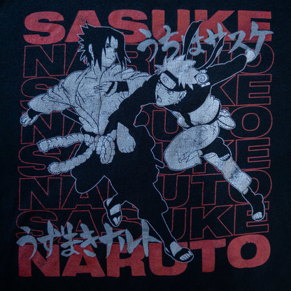 NARUTO ナルト サスケ アニメTシャツ ブラック