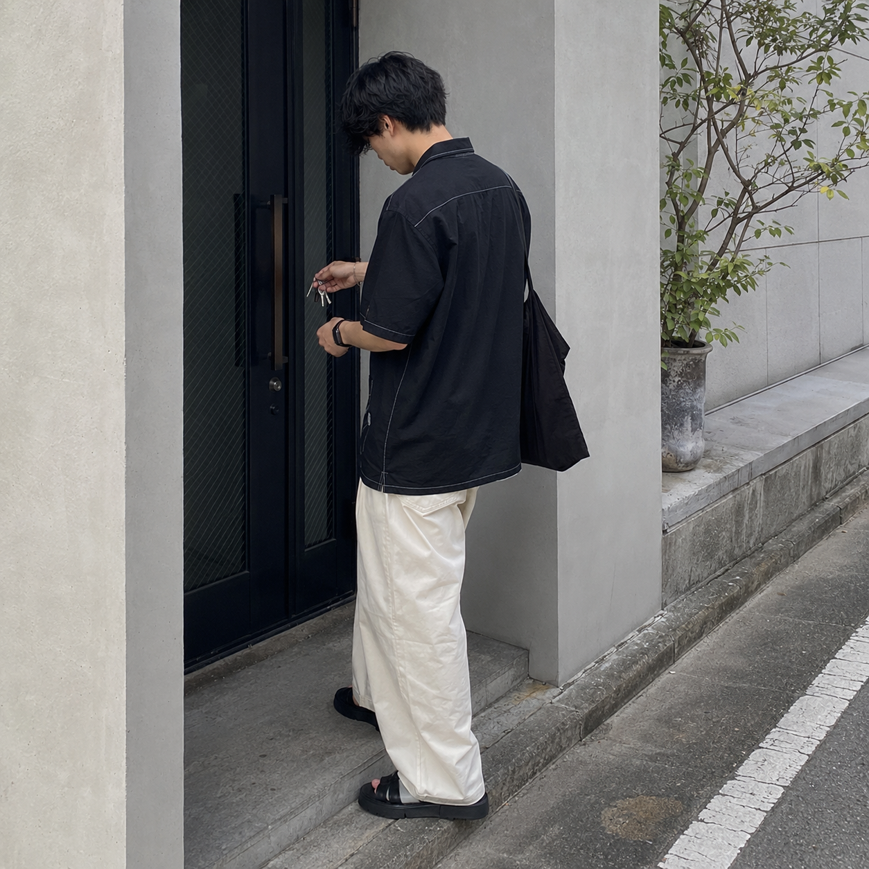 "Deep Black" Cuba Short Shirt