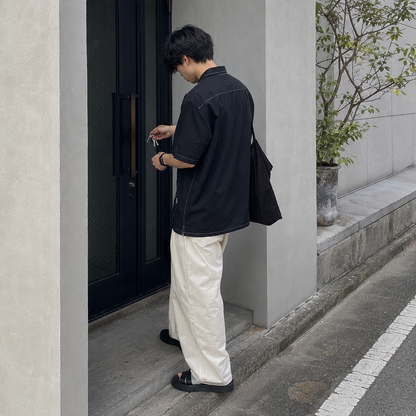 "Deep Black" Cuba Short Shirt