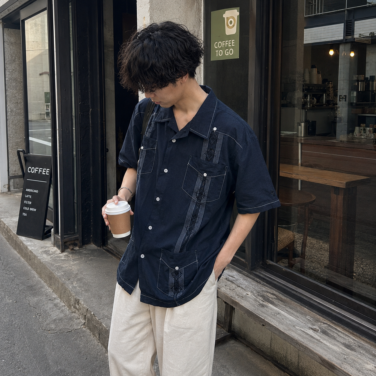 "Deep Black" Cuba Short Shirt