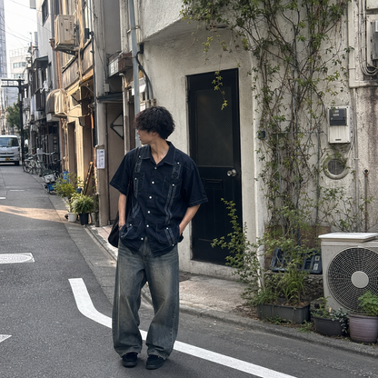 "Deep Black" Cuba Short Shirt