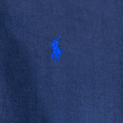 [メンズXXL] 00年代 Ralph Lauren/ラルフローレン 半袖シャツ リネン 黒染め