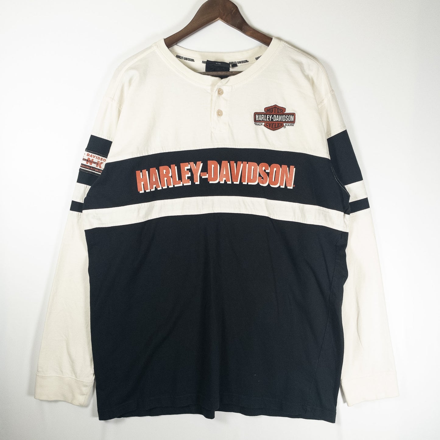 [メンズXL] 90〜00年代 Harley-Davidson/ハーレーダビッドソン 長袖Tシャツ ロンT ヘンリーネック