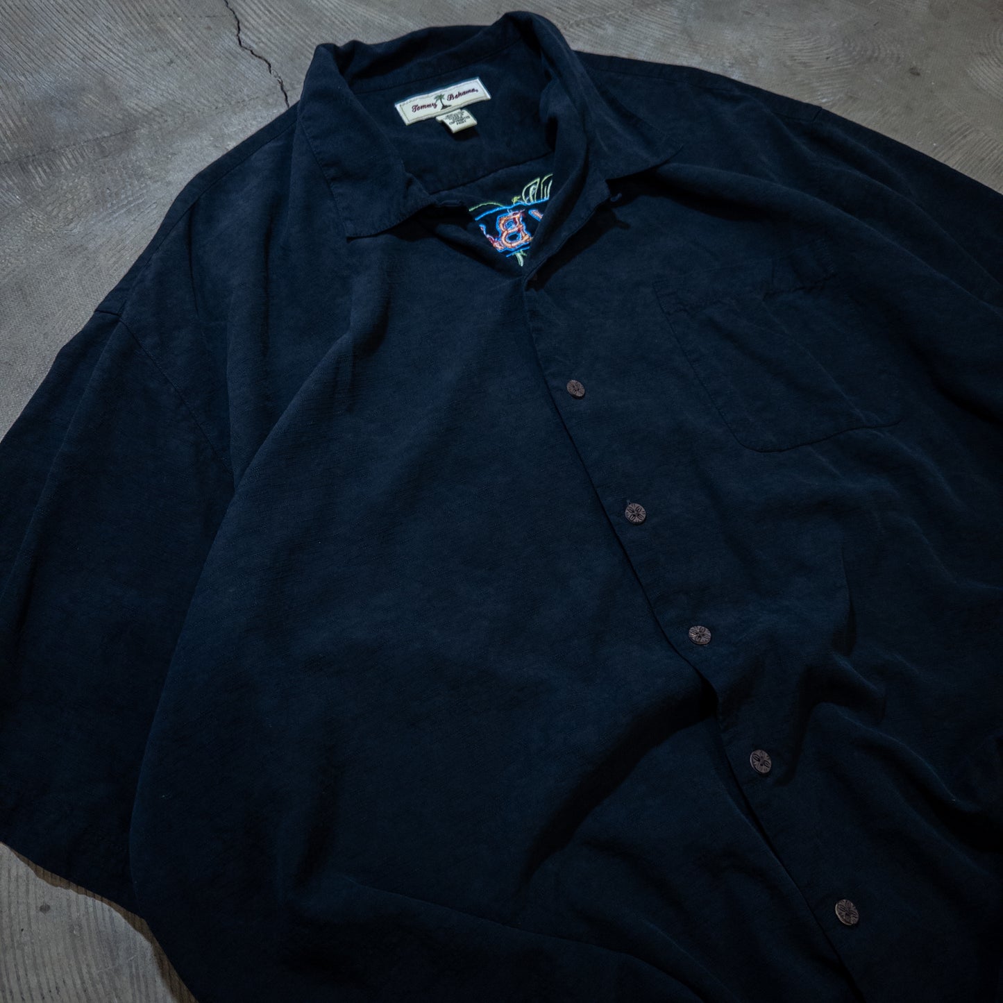 [メンズ3XL] 90年代 Tommy Bahama/トミーバハマ アロハシャツ・かりゆしウェア バック刺繍 開襟シャツ