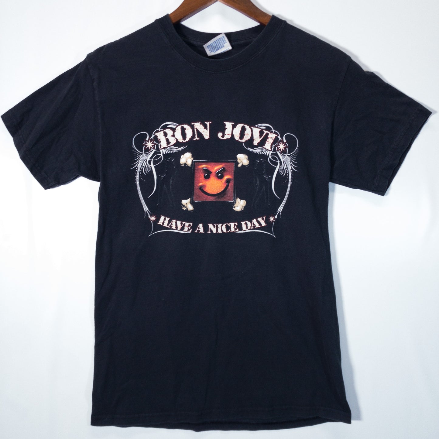 Bon Jovi ボン・ジョヴィ Tシャツ S ブラック バンドプリント Hanes/ヘインズ