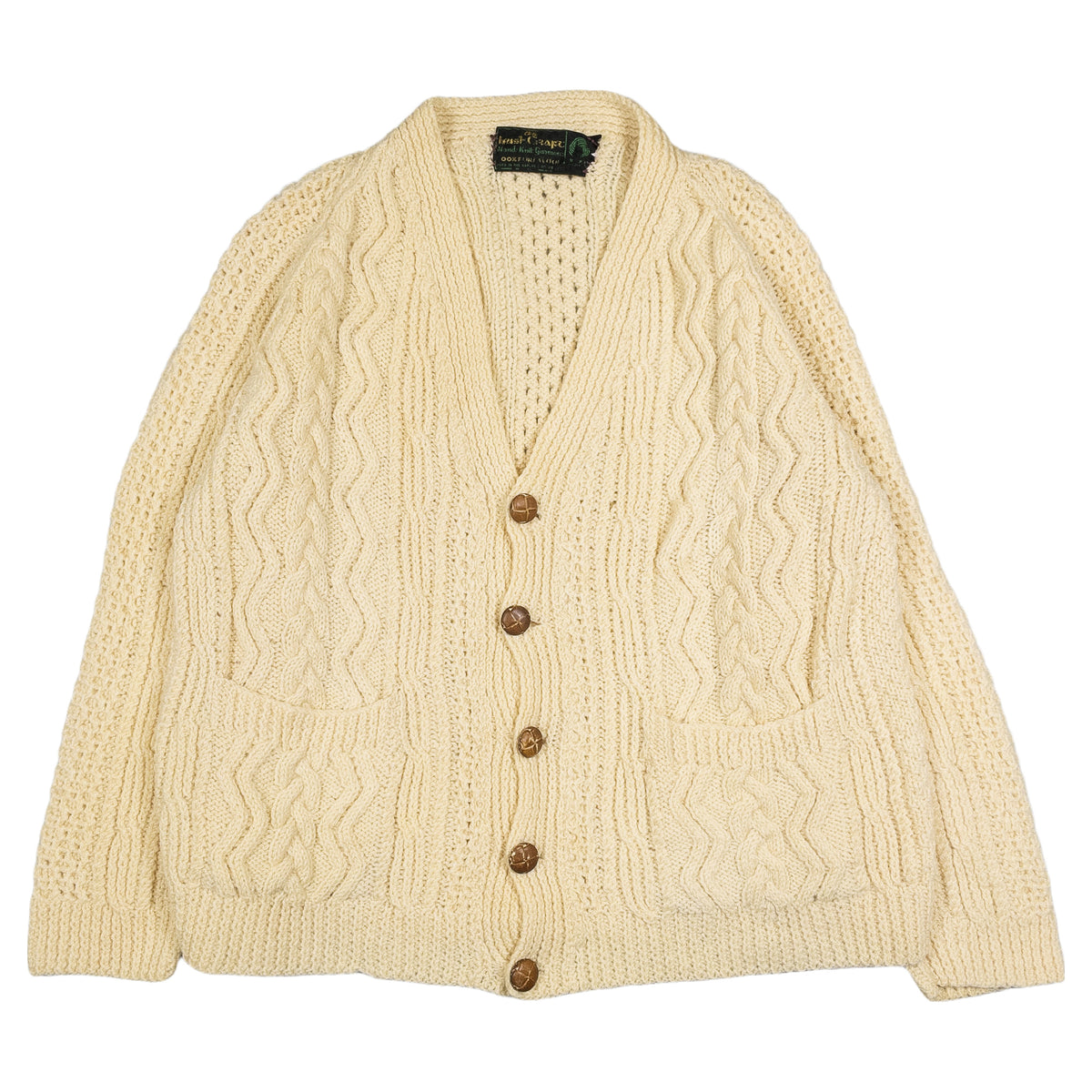 [メンズXXL] 70年代 Irish Craft/アイリッシュクラフト カーディガン ケーブル編み フィッシャーマン ハンドニット
