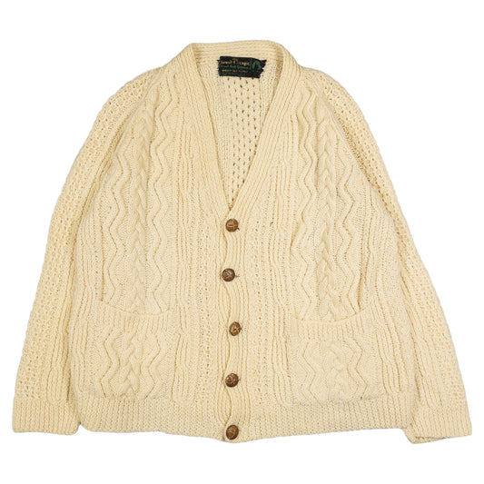 [メンズXXL] 70年代 Irish Craft/アイリッシュクラフト カーディガン ケーブル編み フィッシャーマン ハンドニット