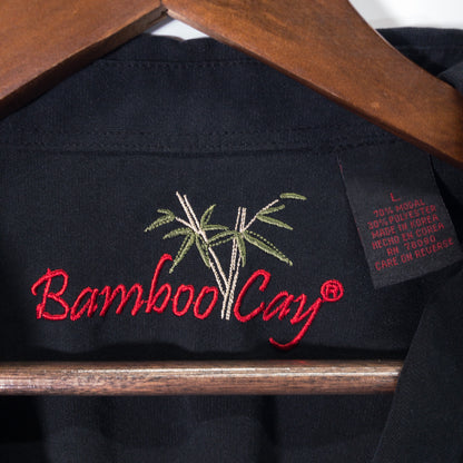 半袖シャツ L ブラック バック刺繍入り Bamboo Cay/バンブーケイ