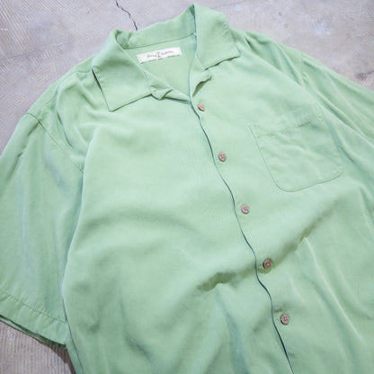 [メンズL] 90〜00年代 Tommy Bahama/トミーバハマ 半袖シャツ 無地 シルク 開襟