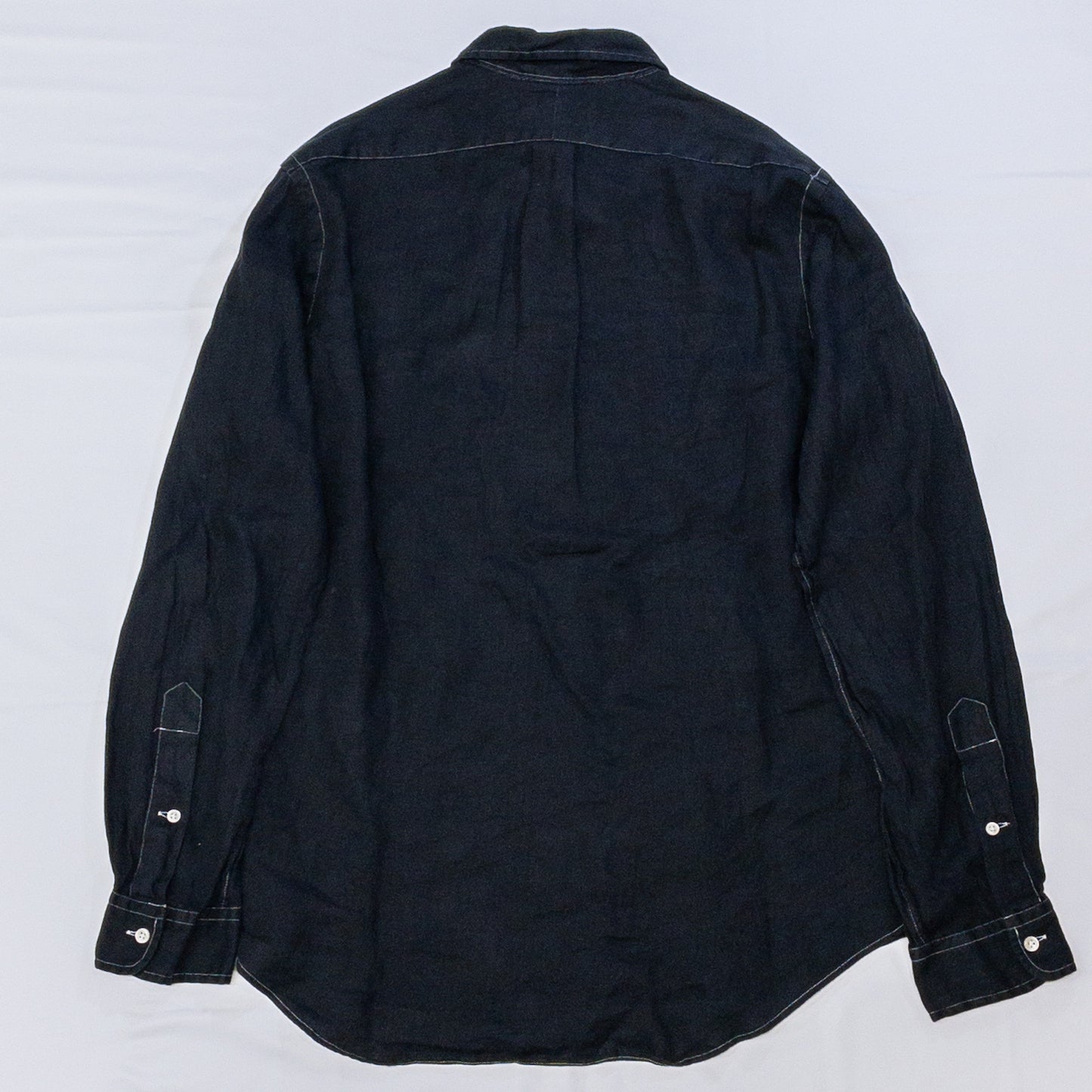 [メンズL] 00年代 Ralph Lauren/ラルフローレン 長袖シャツ リネンシャツ 黒染め