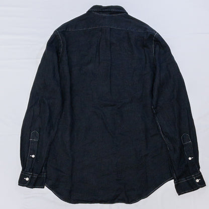 [メンズL] 00年代 Ralph Lauren/ラルフローレン 長袖シャツ リネンシャツ 黒染め
