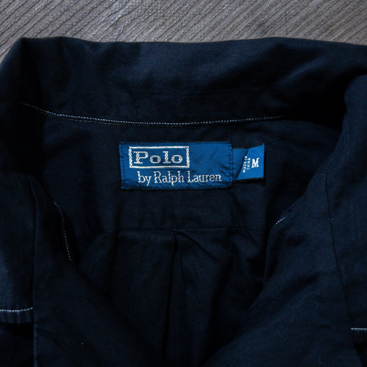 [メンズM] 90〜00年代 Polo by Ralph Lauren/ポロバイラルフローレン 長袖シャツ 開襟シャツ 黒染め