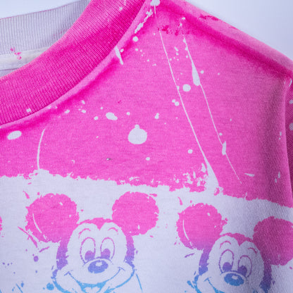 [メンズXL] 80年代 Disney/ディズニー Tシャツ キャラクターT ミッキーマウス オールオーバープリント 総柄 USA製
