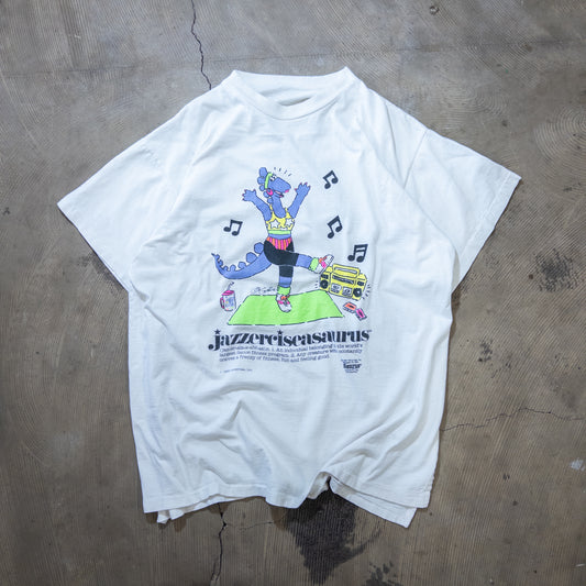 [メンズL] 90年代 Tシャツ サウルスギャング 恐竜プリントTシャツ Jazzerciseasaurus ジャザサイズ