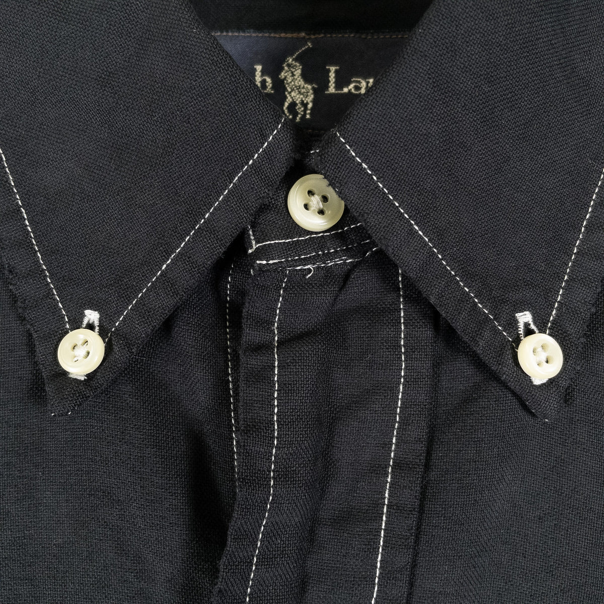[メンズS] 00年代 Polo Ralph Lauren/ポロラルフローレン 長袖シャツ 黒染め