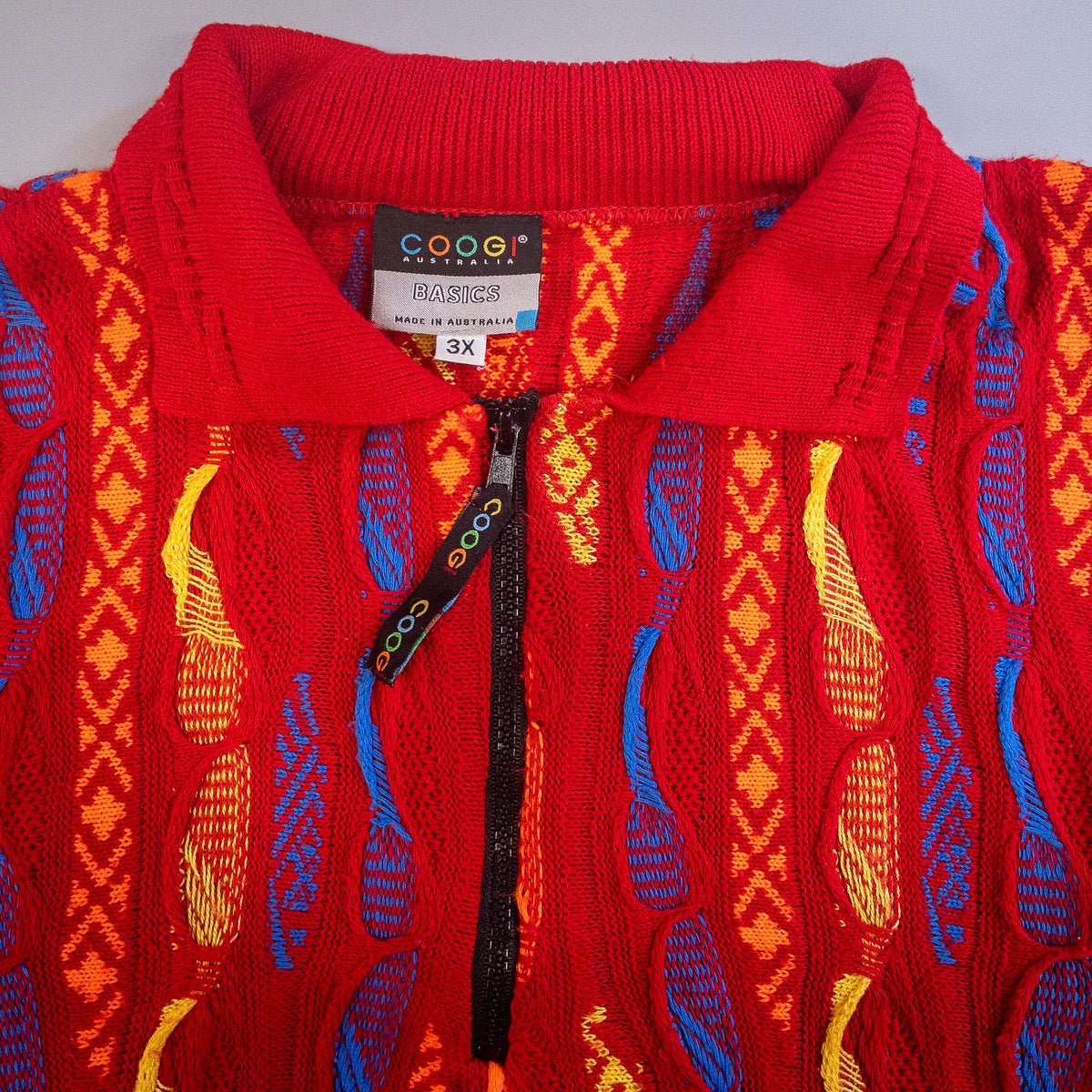 [メンズXL] 90年代 COOGI/クージー ニット セーター AUSTRALIA BSICS 3Dニット ハーフジップ