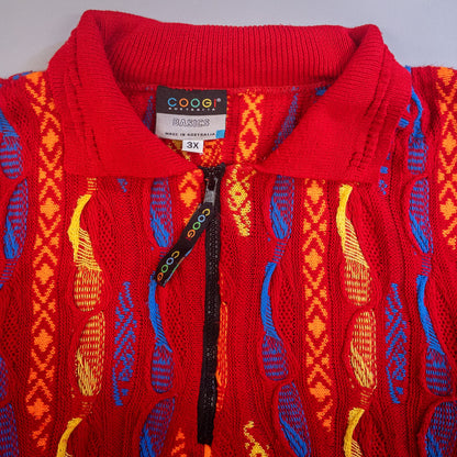 [メンズXL] 90年代 COOGI/クージー ニット セーター AUSTRALIA BSICS 3Dニット ハーフジップ