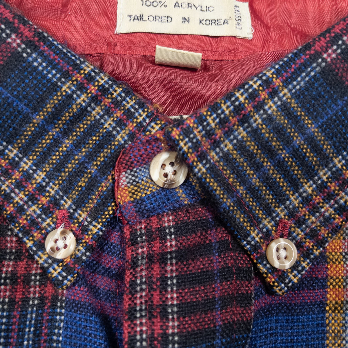 [メンズM] 90〜00年代 VAN HEUSEN/ヴァンヒューゼン 長袖シャツ チェック ボタンダウン 裏地付き