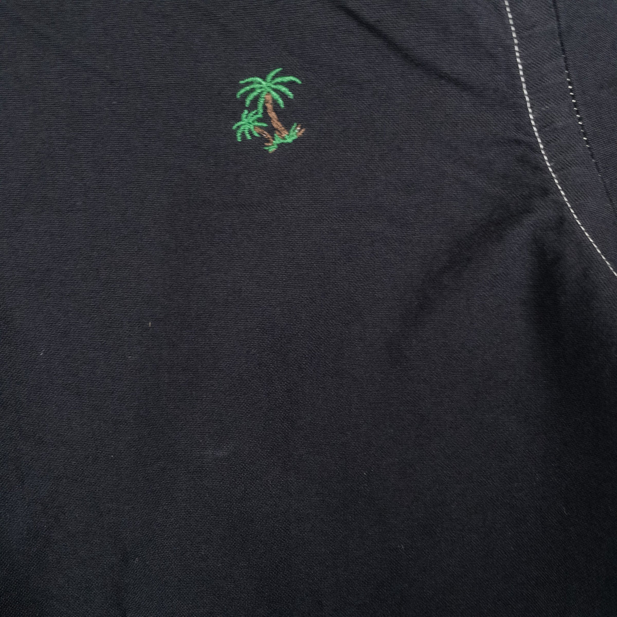 [メンズXL] 00年代 Ralph Lauren/ラルフローレン 半袖シャツ 総柄 ヤシの木 黒染め