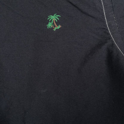 [メンズXL] 00年代 Ralph Lauren/ラルフローレン 半袖シャツ 総柄 ヤシの木 黒染め