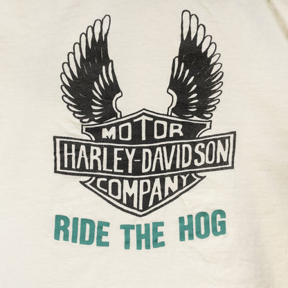 [メンズM] 80年代 Harley-Davidson/ハーレーダビッドソン Tシャツ RIDE THE HOG