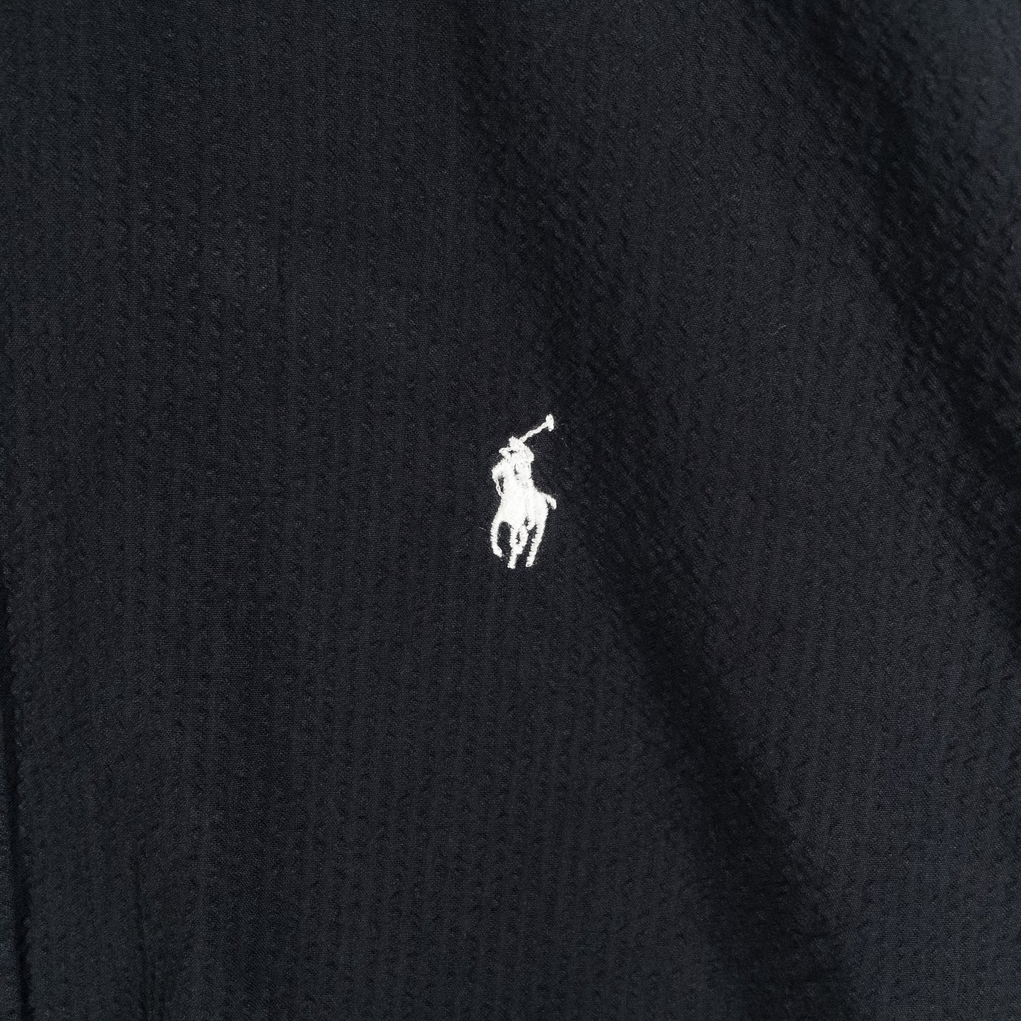 [メンズL] 00年代 Ralph Lauren/ラルフローレン 半袖シャツ シアサッカー 黒染め