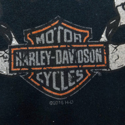[レディースXXL] 00年代 Harley-Davidson/ハーレーダビッドソン パーカー 両面プリント スリーブプリント フルジップ