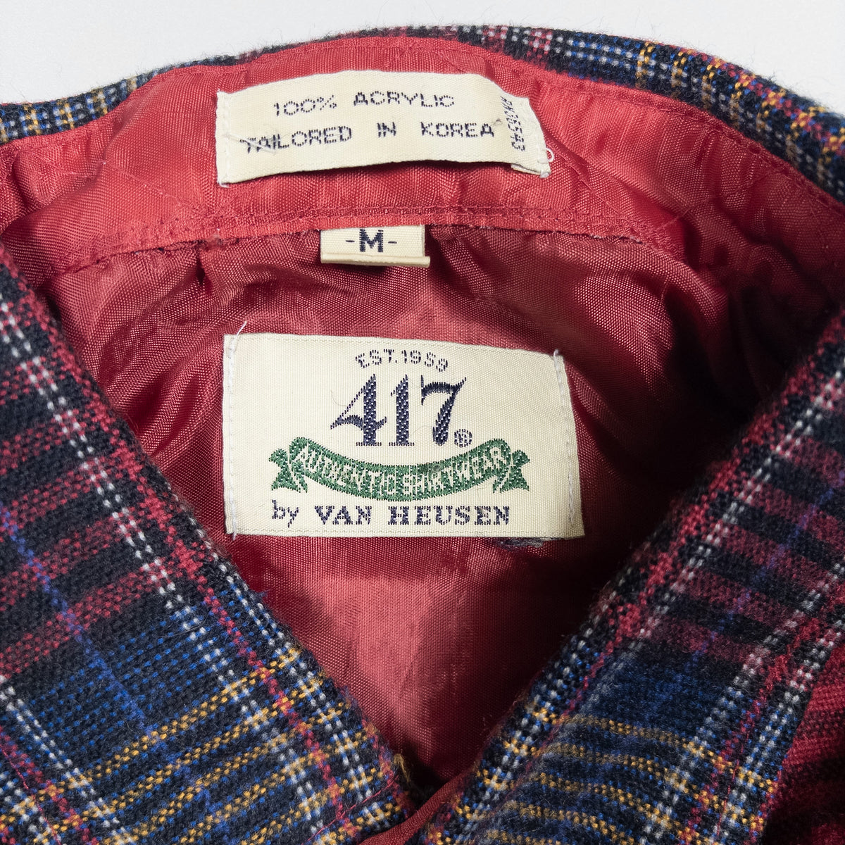 [メンズM] 90〜00年代 VAN HEUSEN/ヴァンヒューゼン 長袖シャツ チェック ボタンダウン 裏地付き